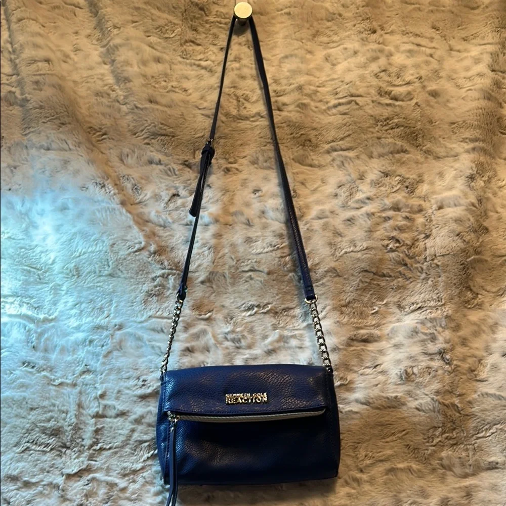Kenneth Cole Reaction Blue Crossbody Bag with Chain Accent